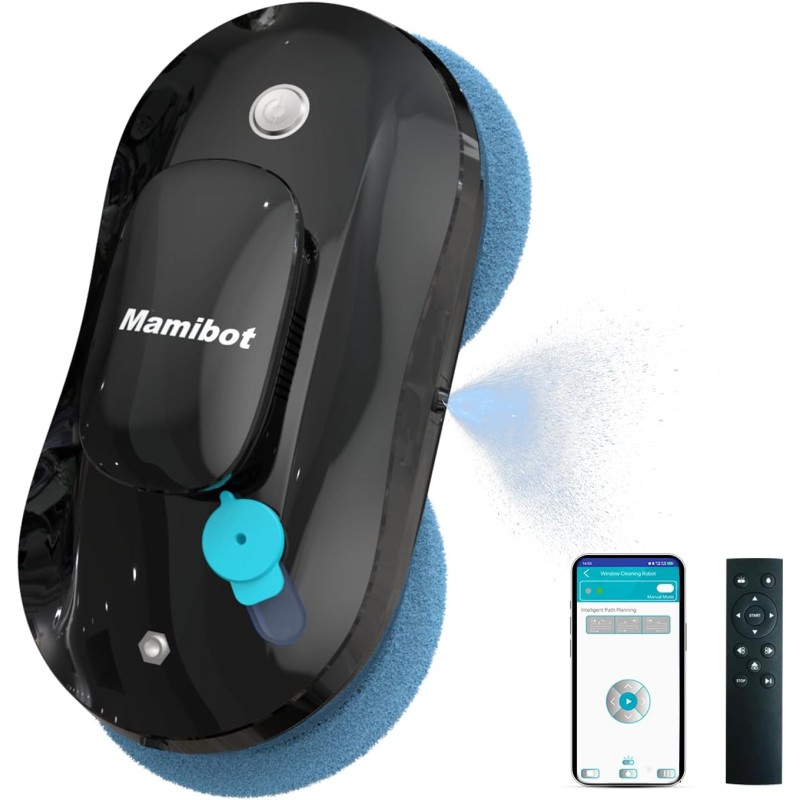 Mamibot W110-P - Robot pulizia vetri e finestre, automatico e intelligente, con app e telecomando, per vetro, piastrelle