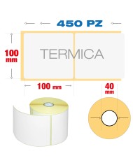 100 x 100 mm, f. 40 - Rotolo n° 450 etichette vellum adesive stampa con ribbon